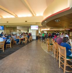 Stanford Dining facilities offer world-class food and a wide range of seating options for participants.